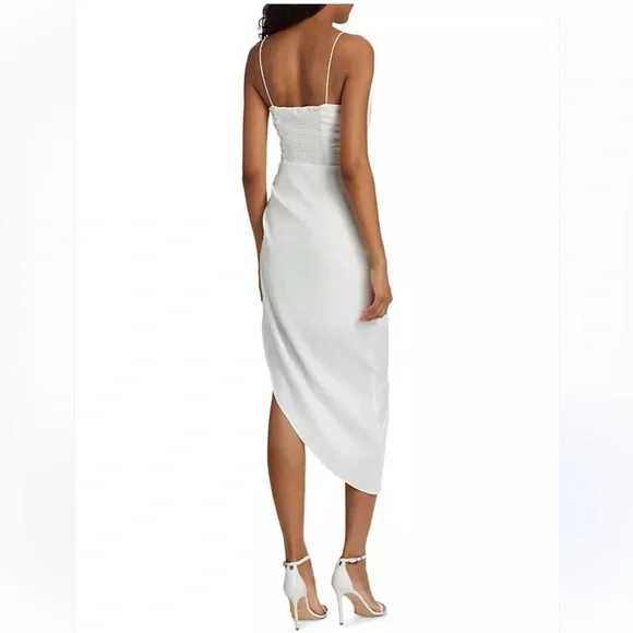 Wayf Delaney Asymmetrical Ivory Rouched Top, Spaghetti Strap Dress NWT Sz S Saks - Picture 2 of 13